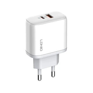 LDNIO A2526C 45W QC3.0 PD Dual Charger Adapter with Type-C Cable-White