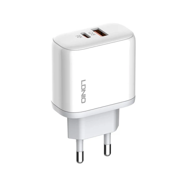 LDNIO A2526C 45W QC3.0 PD Dual Charger Adapter with Type-C Cable-White